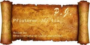 Pfisterer Júlia névjegykártya